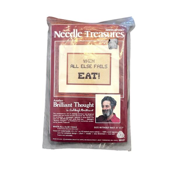 Vintage When All Else Fails Eat Needle Treasures JCA Needlepoint Kit 06537 - Picture 1 of 6